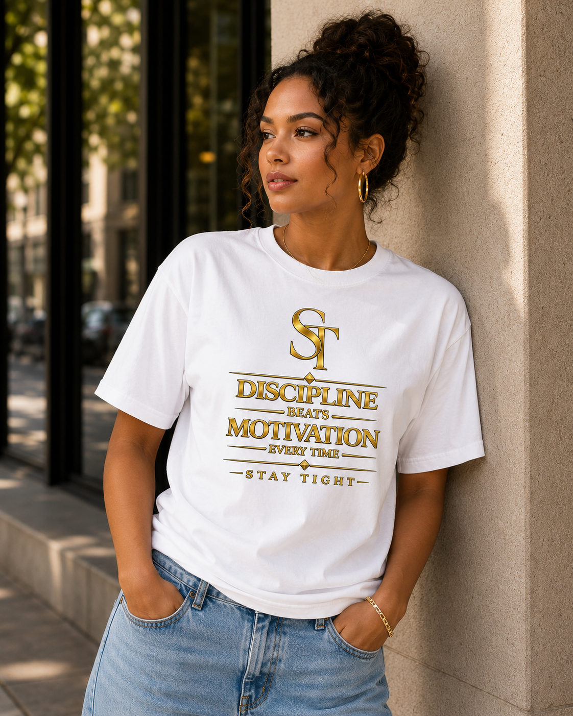 Discipline Beats Motivation Every Time – Stay Tight Premium Heavyweight Tee