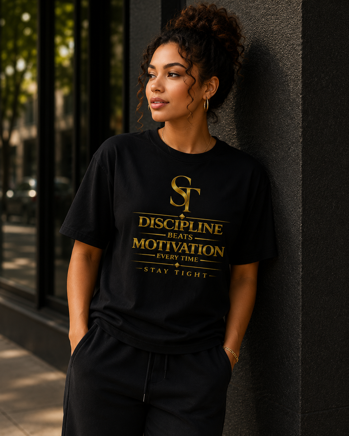 Discipline Beats Motivation Every Time – Stay Tight Premium Heavyweight Tee