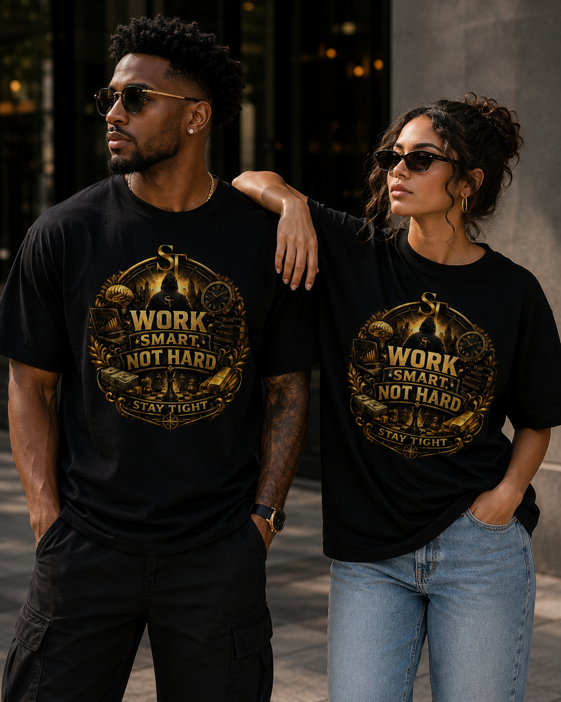 Work Smart, Not Hard. Stay Tight™ | Premium Heavyweight Motivational T-Shirt