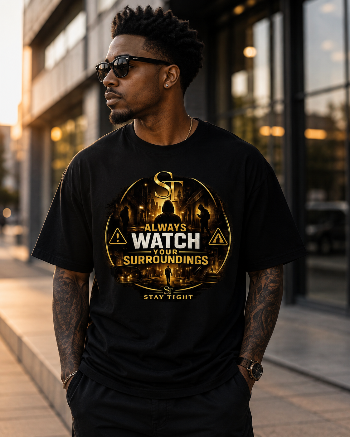 Always Watch Your Surroundings | Premium Heavyweight Awareness T-Shirt