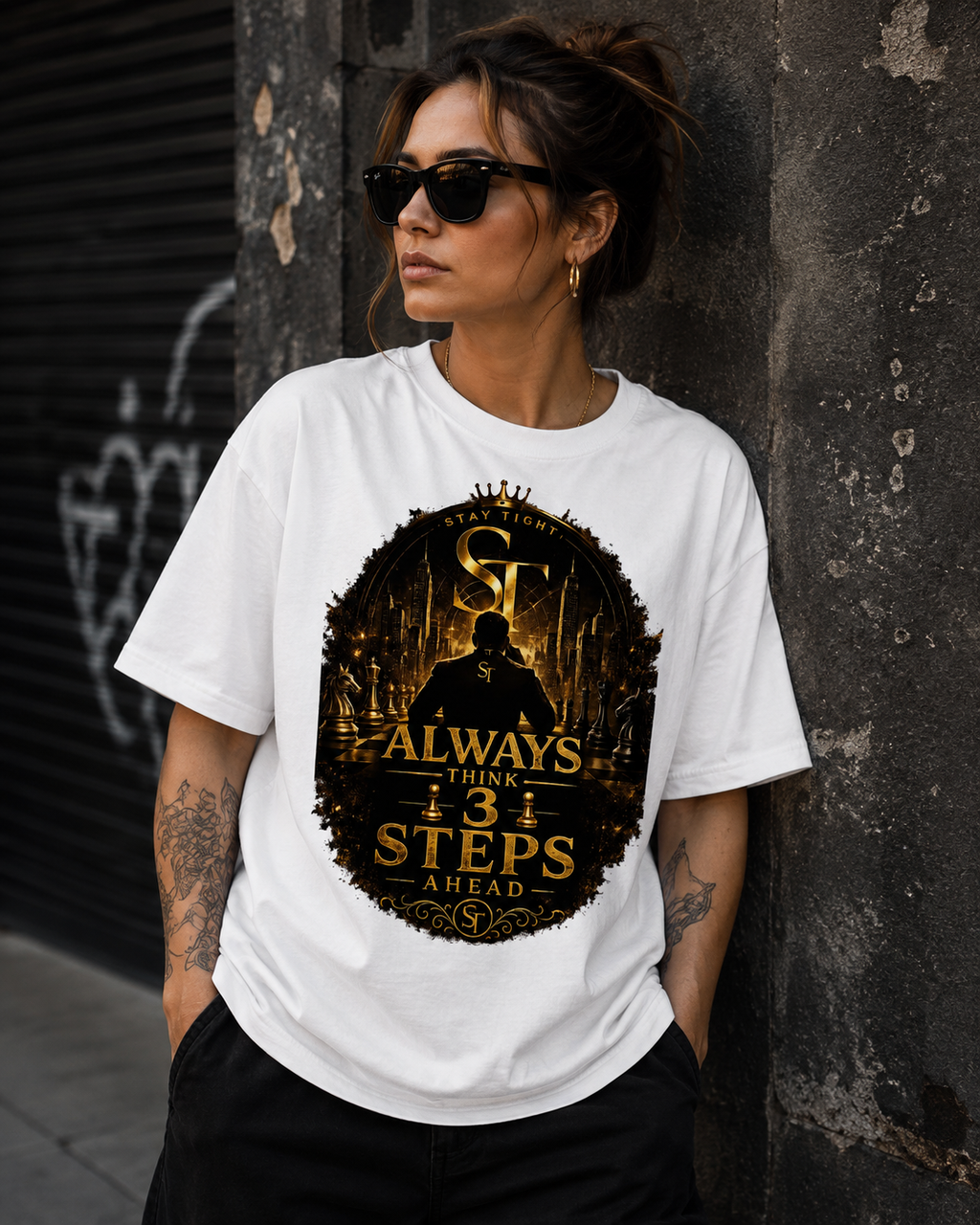 Always Think 3 Steps Ahead | Strategic Mindset Graphic T-Shirt – Stay Tight