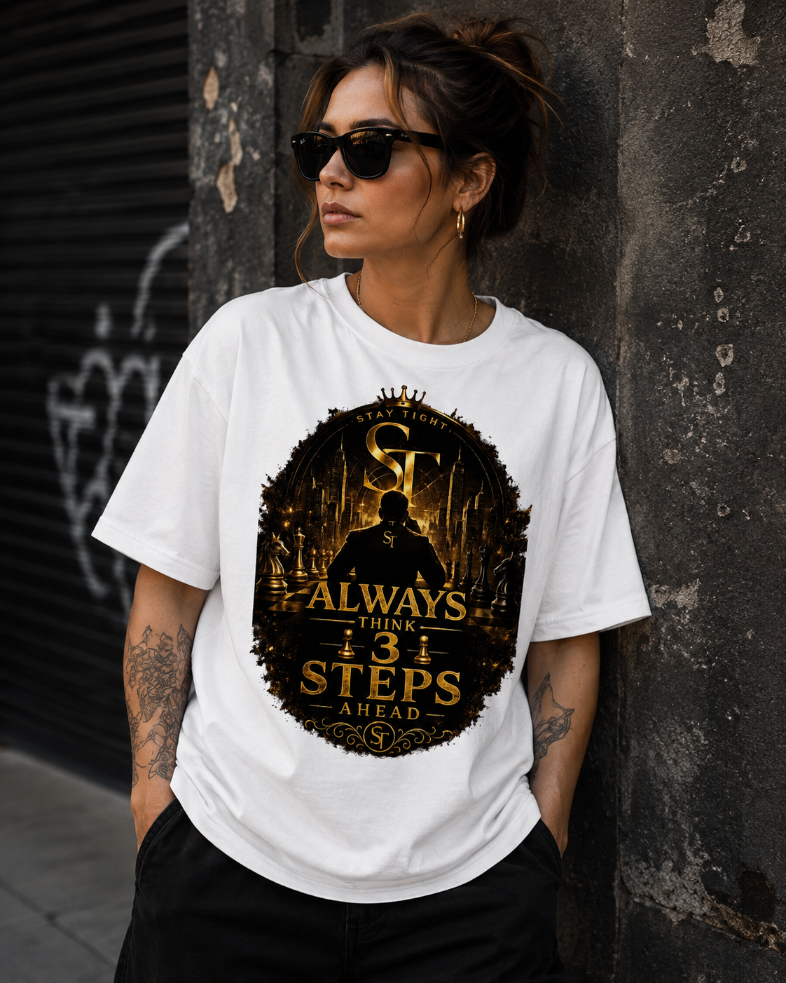 Always Think 3 Steps Ahead | Strategic Mindset Graphic T-Shirt – Stay Tight