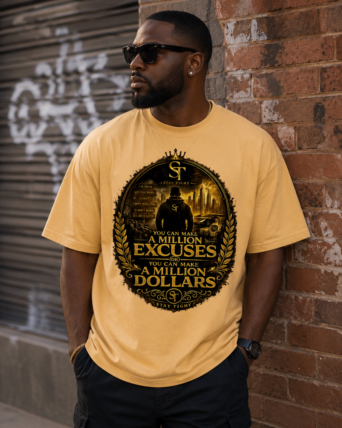 A Million Excuses or A Million Dollars | Entrepreneur Motivation Graphic T-Shirt – Stay Tight