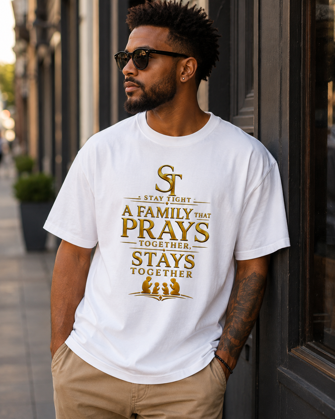 A Family That Prays Together Stays Together | Christian Family Faith Graphic T-Shirt – Stay Tight