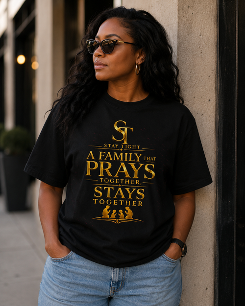 A Family That Prays Together Stays Together | Christian Family Faith Graphic T-Shirt – Stay Tight