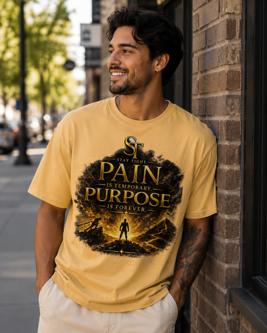 Pain Is Temporary. Purpose Is Forever. Premium Heavyweight Graphic T-Shirt | Stay Tight
