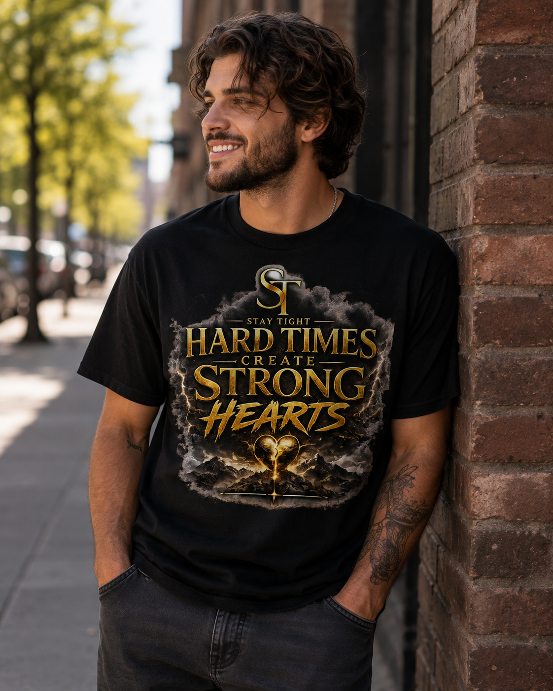 Hard Times Create Strong Hearts Premium Heavyweight Graphic T-Shirt | Stay Tight