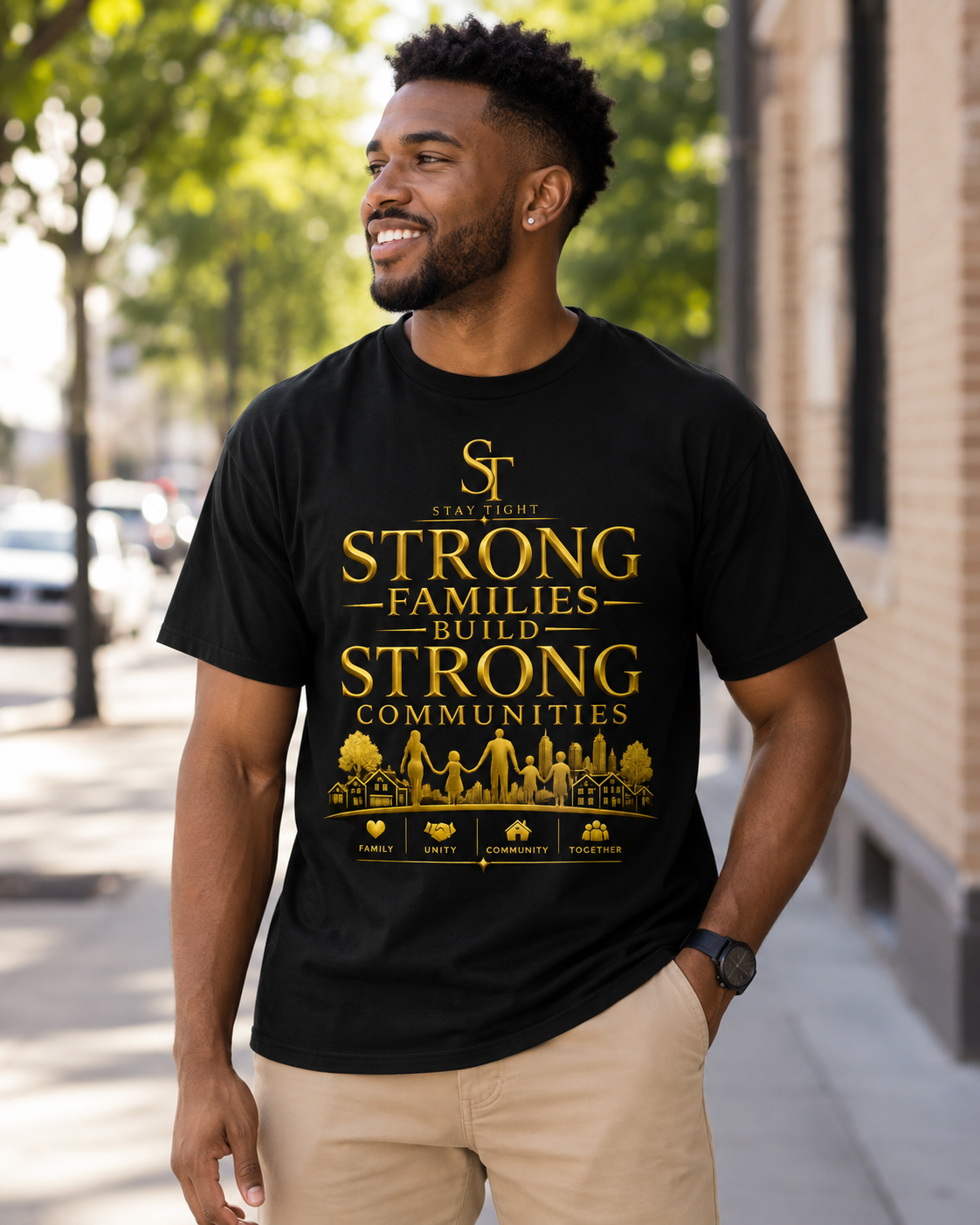 Strong Families Build Strong Communities Premium Heavyweight Graphic T-Shirt | Stay Tight