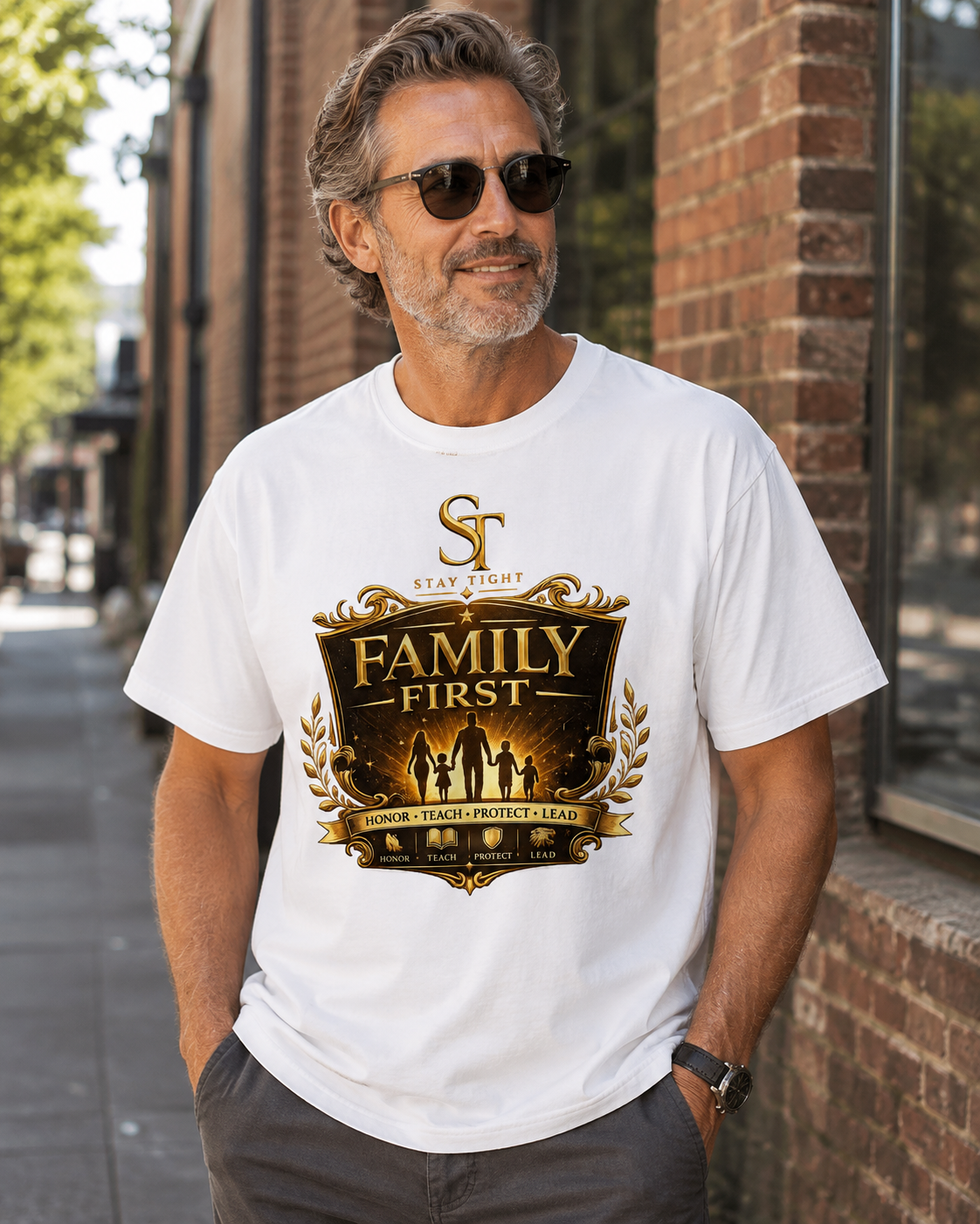 Family First Premium Heavyweight Graphic T-Shirt | Stay Tight
