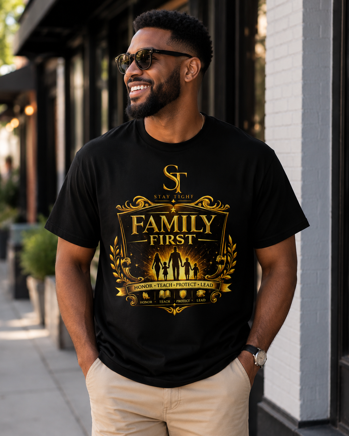 Family First Premium Heavyweight Graphic T-Shirt | Stay Tight