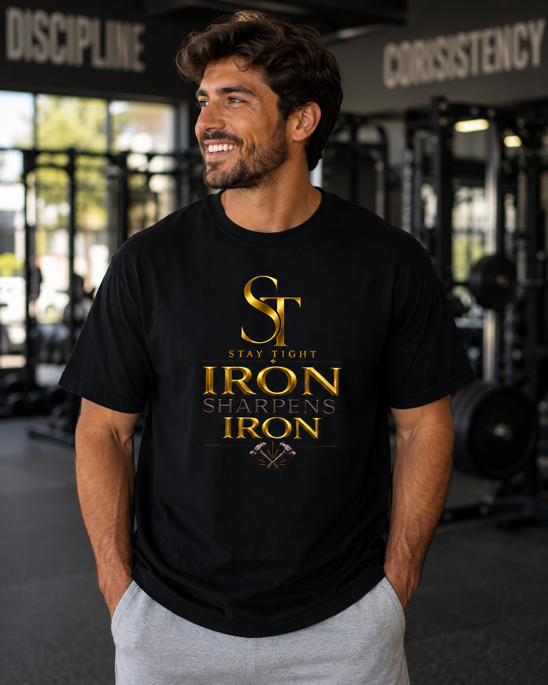 Iron Sharpens Iron Premium Heavyweight Brotherhood Graphic T-Shirt | Stay Tight