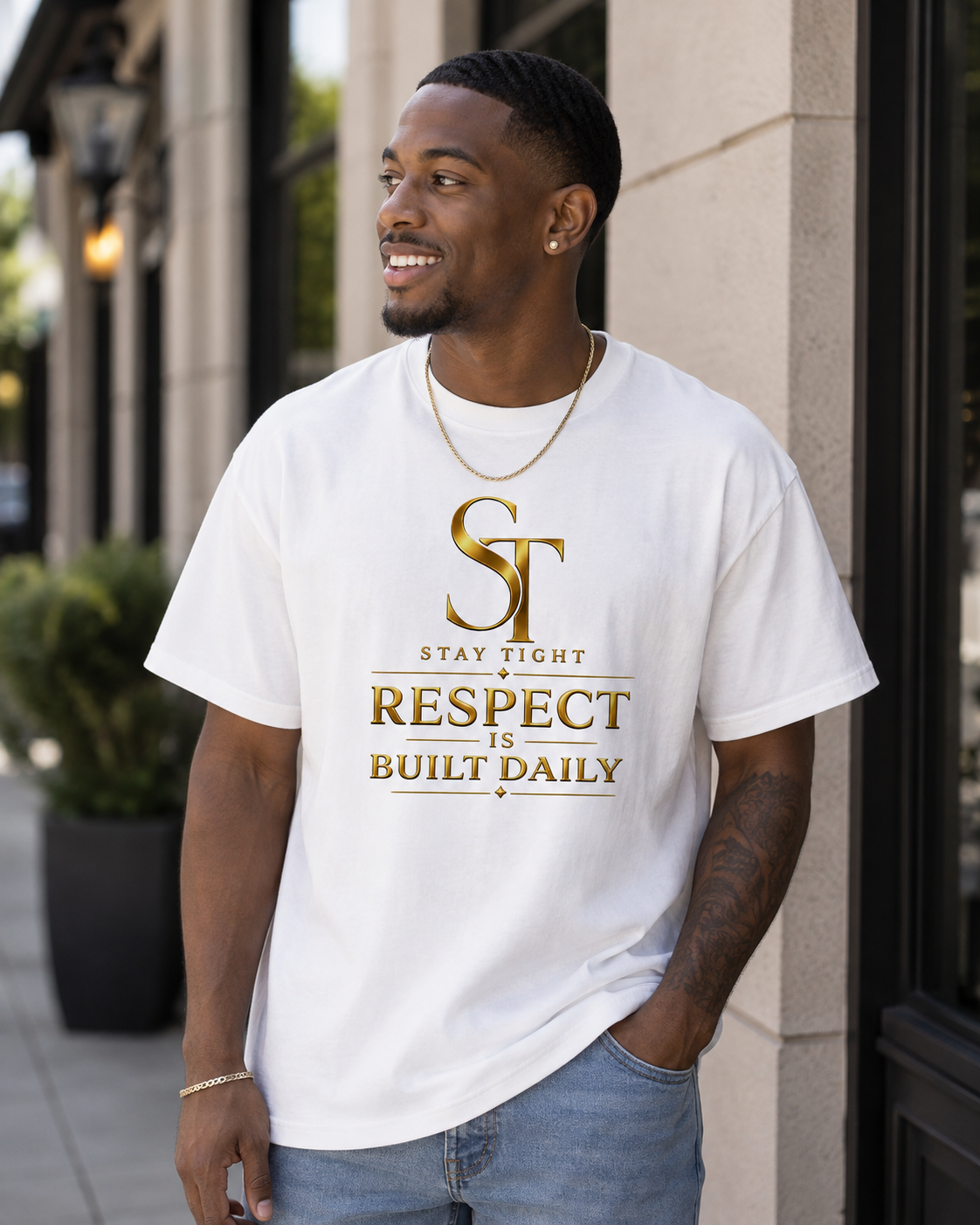 Respect Is Built Daily Premium Heavyweight Motivational Graphic T-Shirt | Stay Tight