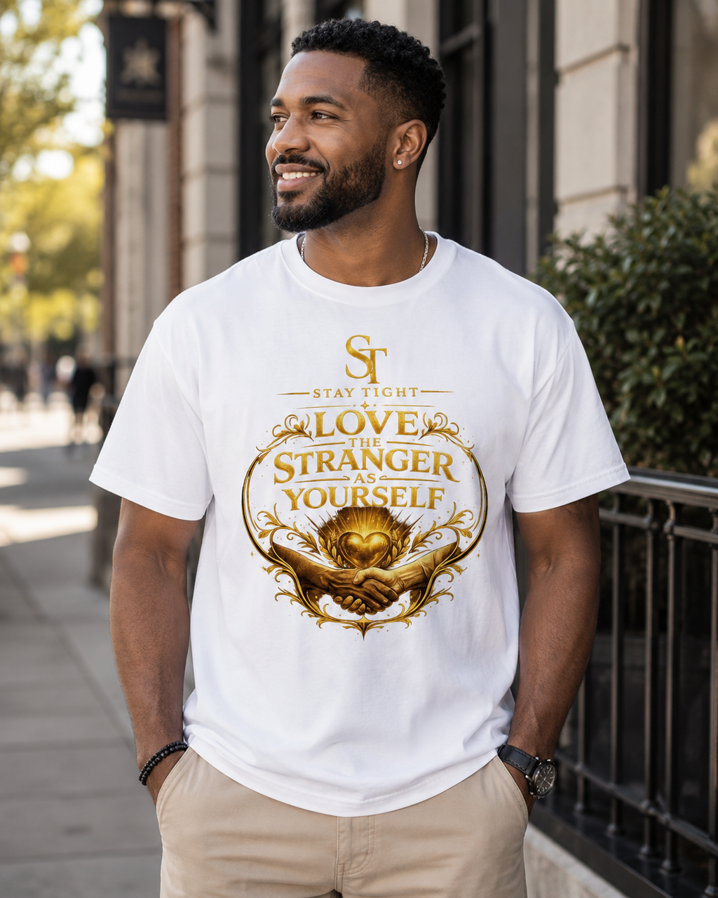 Love the Stranger as Yourself Premium Heavyweight Graphic T-Shirt | Stay Tight