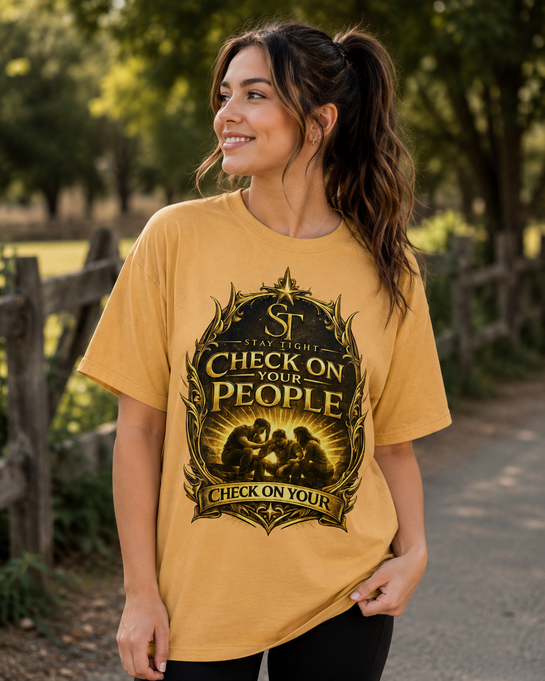 Check On Your People Premium Heavyweight Graphic T-Shirt | Stay Tight