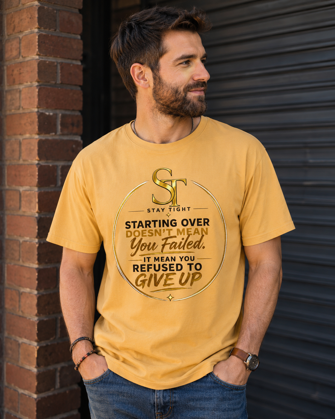 Starting Over Doesn't Mean You Failed Premium Heavyweight Graphic T-Shirt | Stay Tight