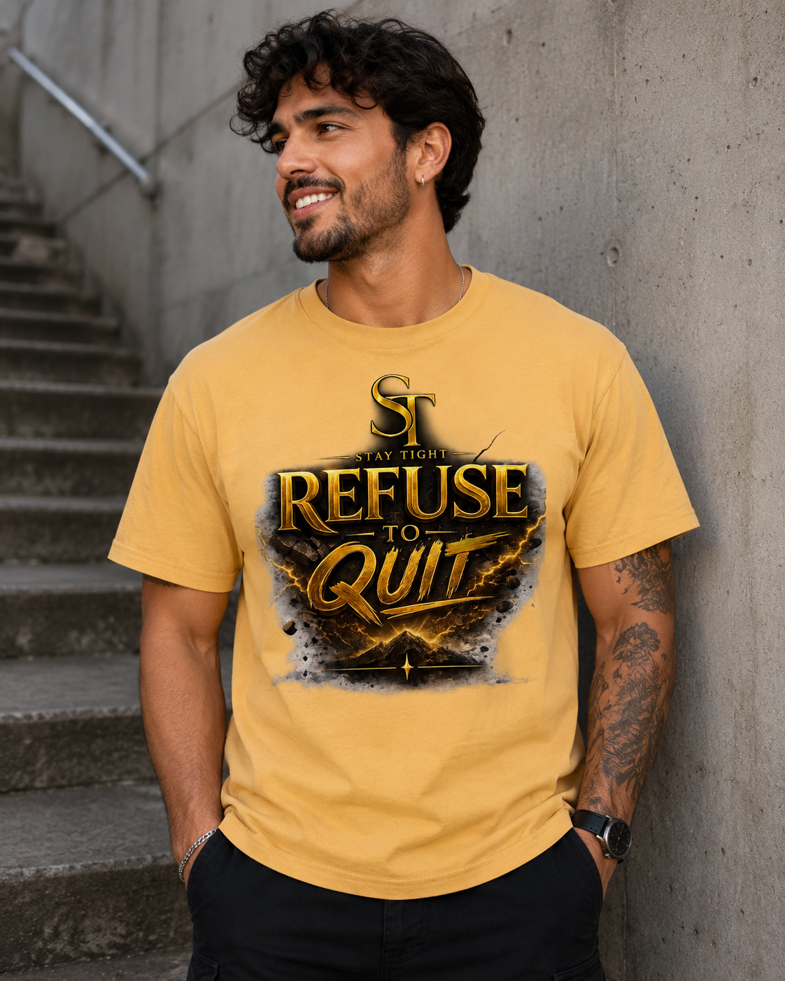 Refuse to Quit Premium Heavyweight Graphic T-Shirt | Stay Tight