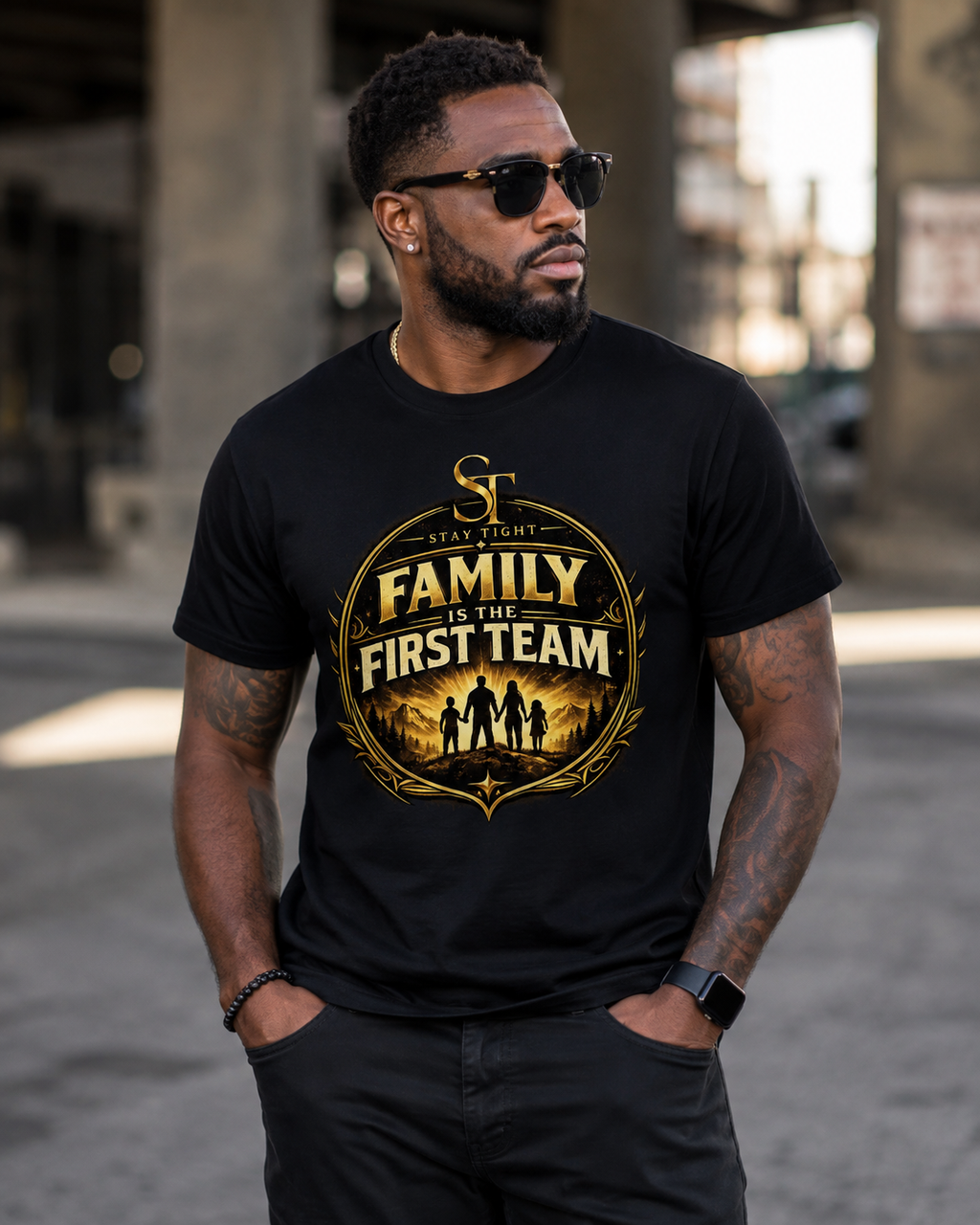 Family Is the First Team Premium Heavyweight Graphic T-Shirt | Stay Tight