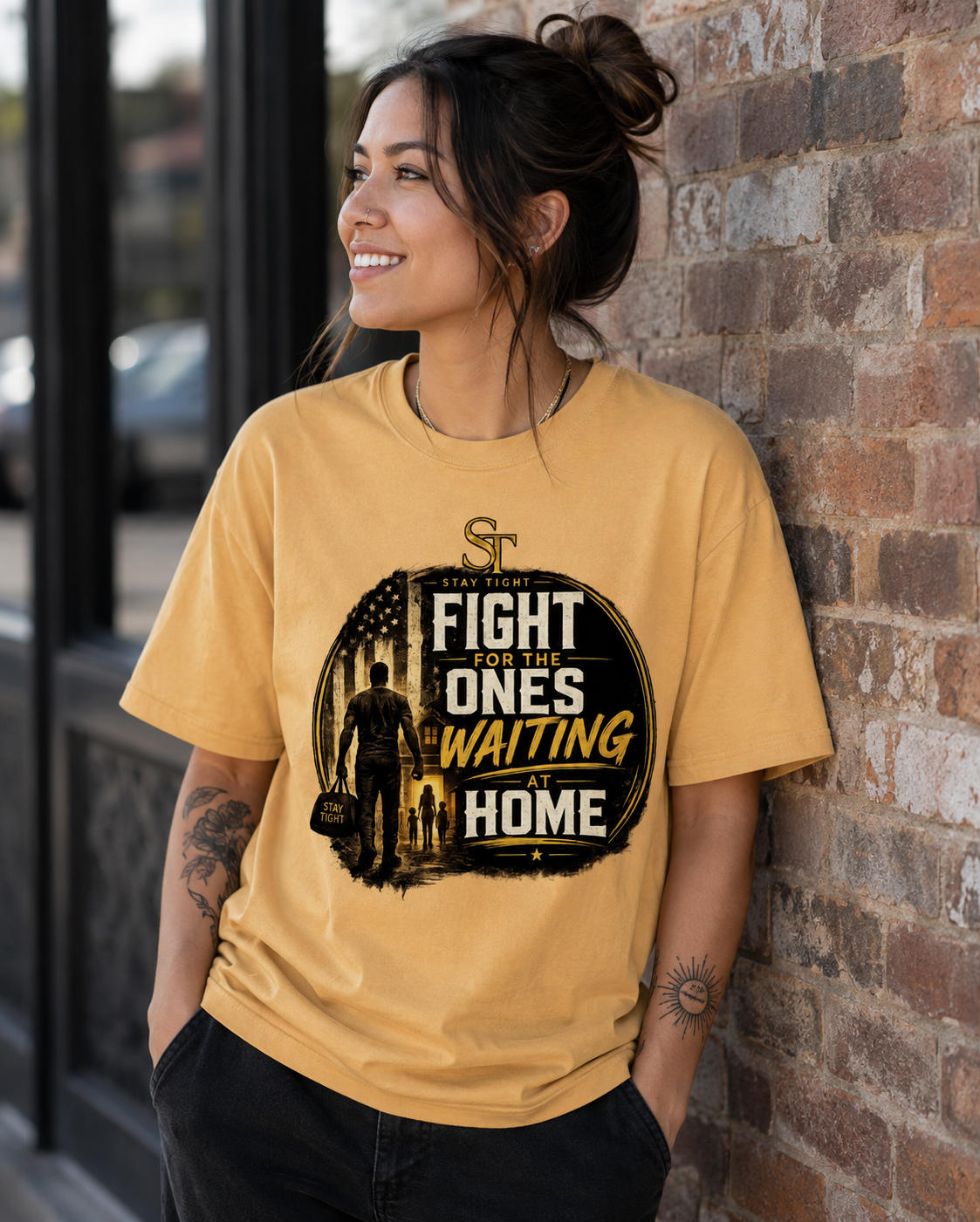 Fight for the Ones Waiting at Home Premium Heavyweight Graphic T-Shirt | Stay Tight