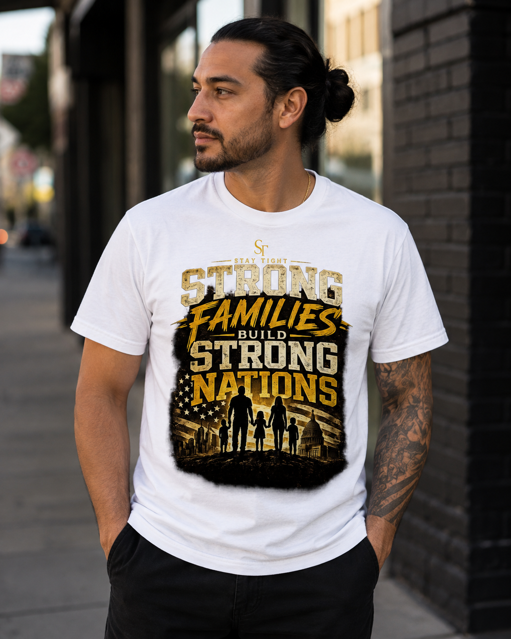 Strong Families Build Strong Nations Premium Heavyweight Graphic T-Shirt | Stay Tight