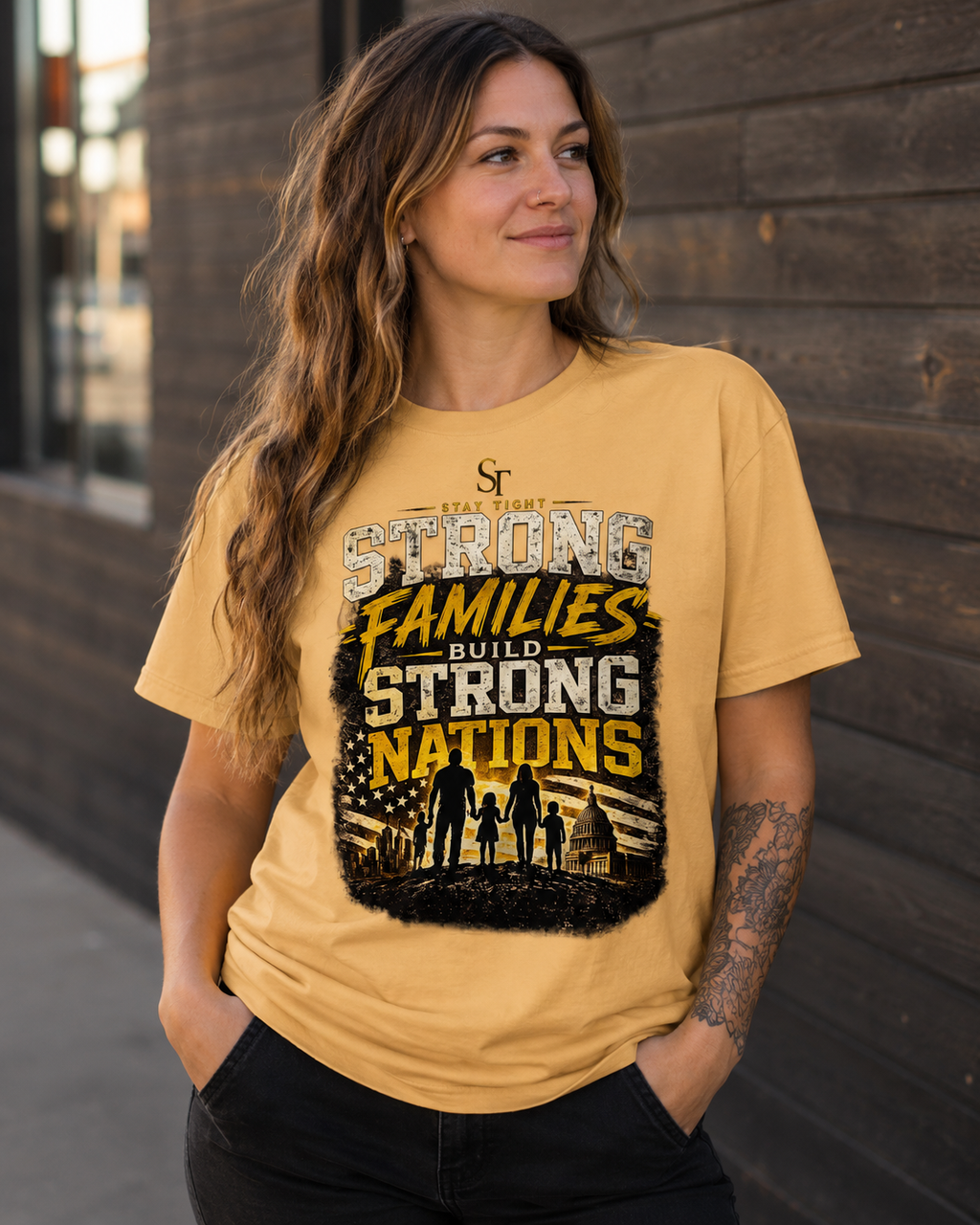 Strong Families Build Strong Nations Premium Heavyweight Graphic T-Shirt | Stay Tight