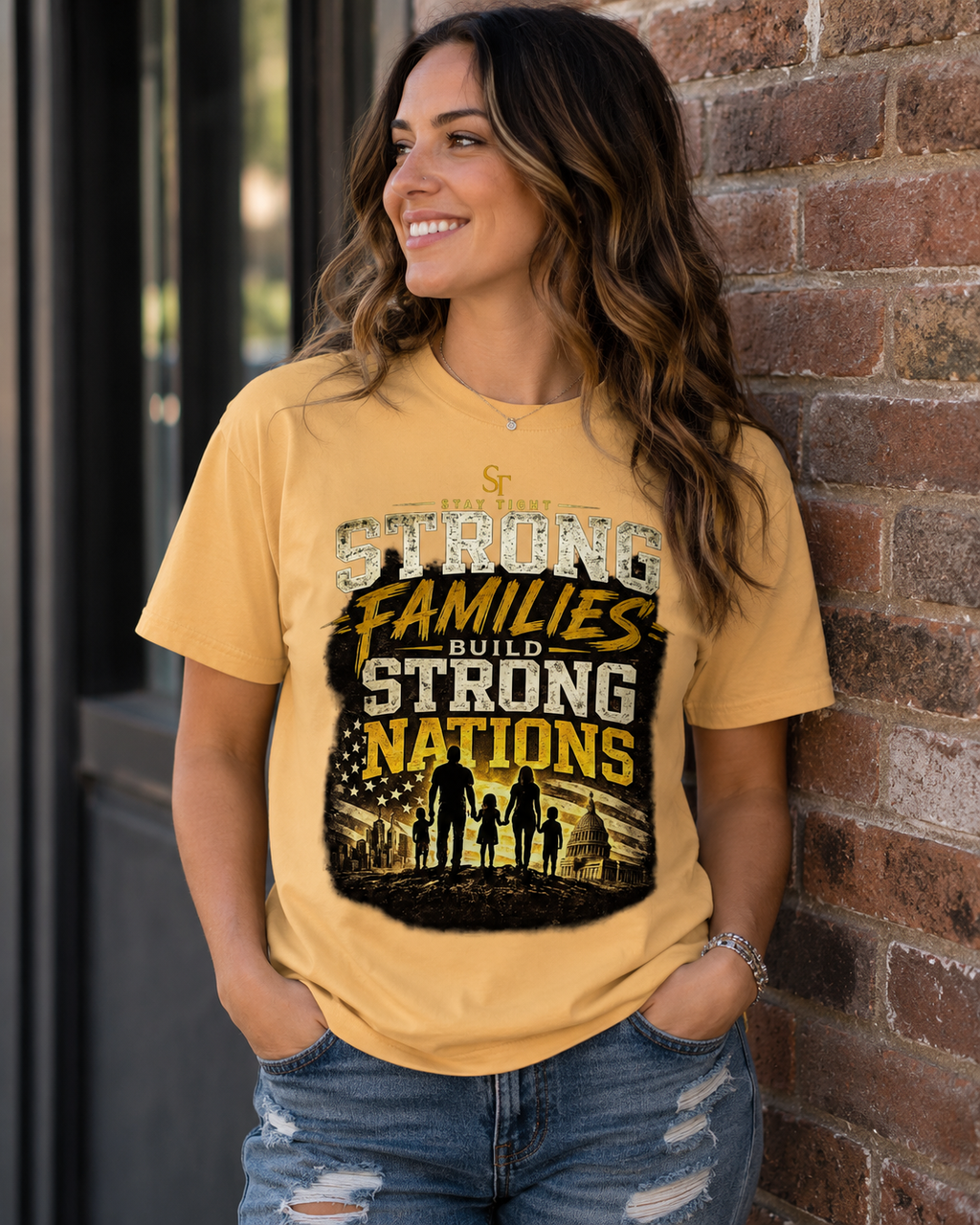 Strong Families Build Strong Nations Premium Heavyweight Graphic T-Shirt | Stay Tight