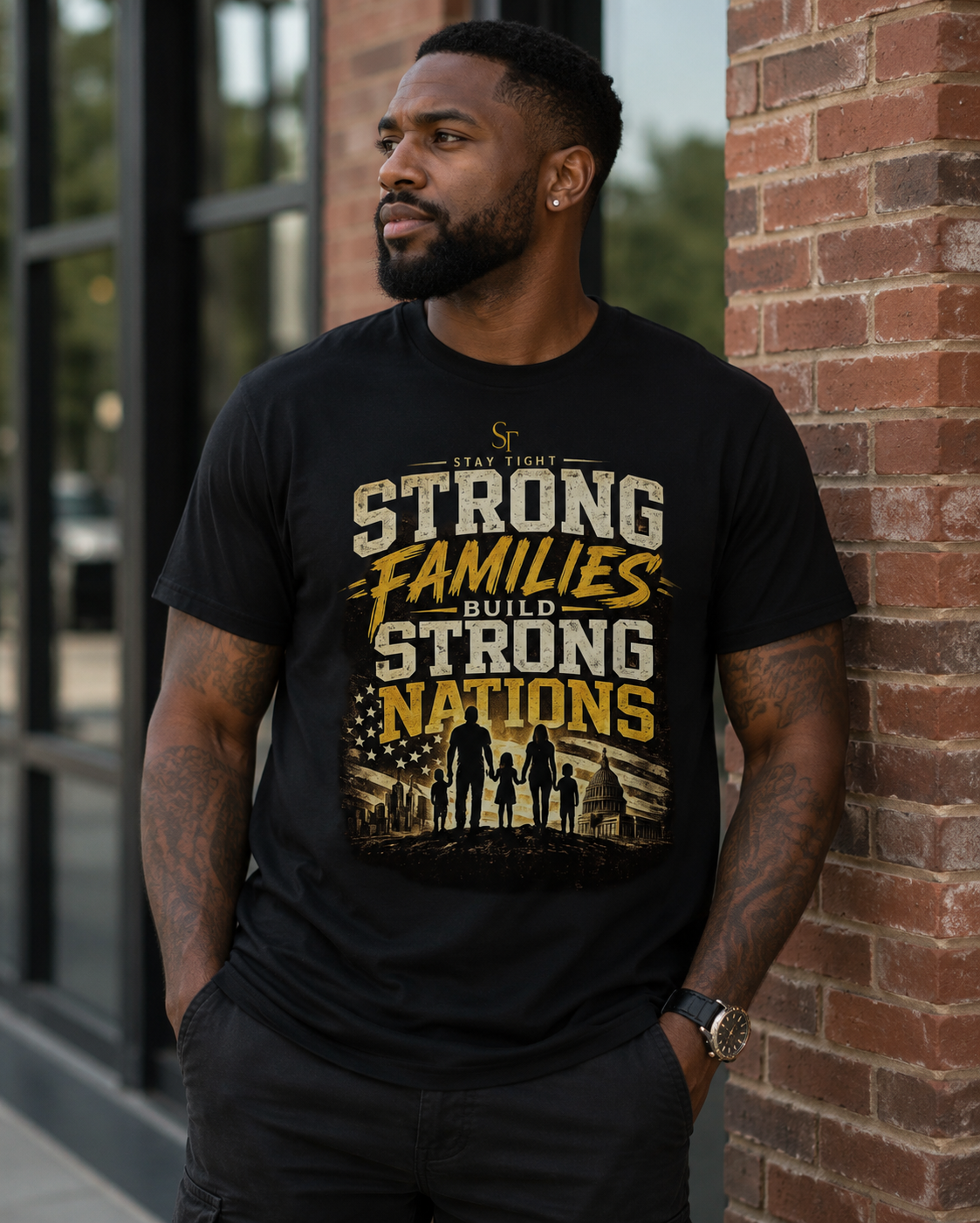 Strong Families Build Strong Nations Premium Heavyweight Graphic T-Shirt | Stay Tight