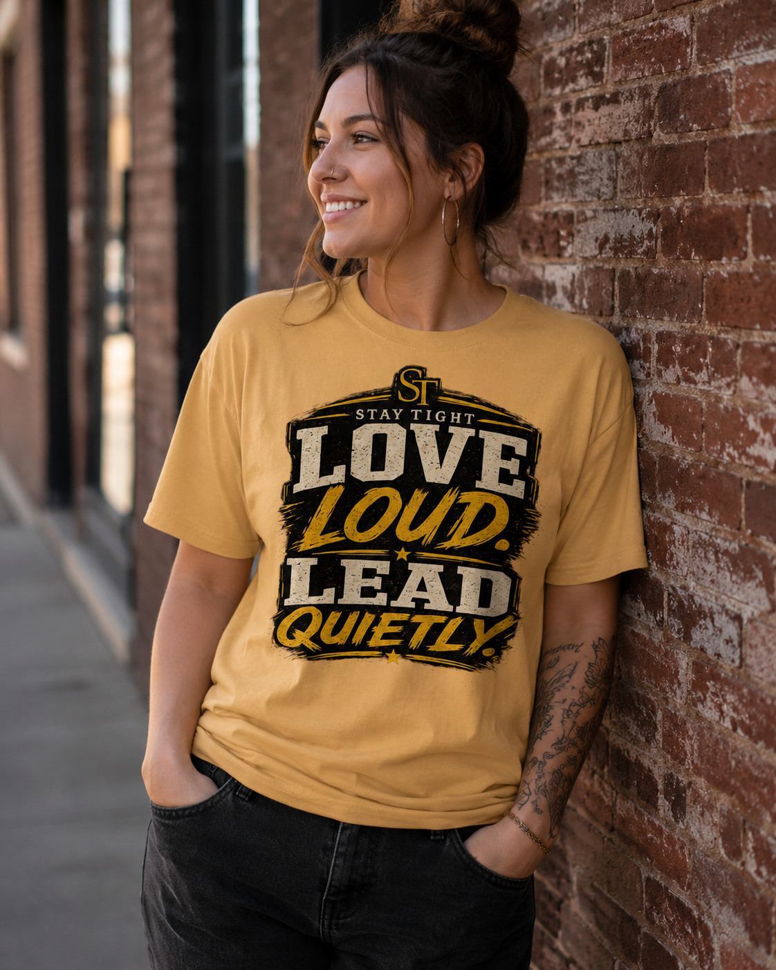 Love Loud. Lead Quietly. Premium Heavyweight Graphic T-Shirt | Stay Tight