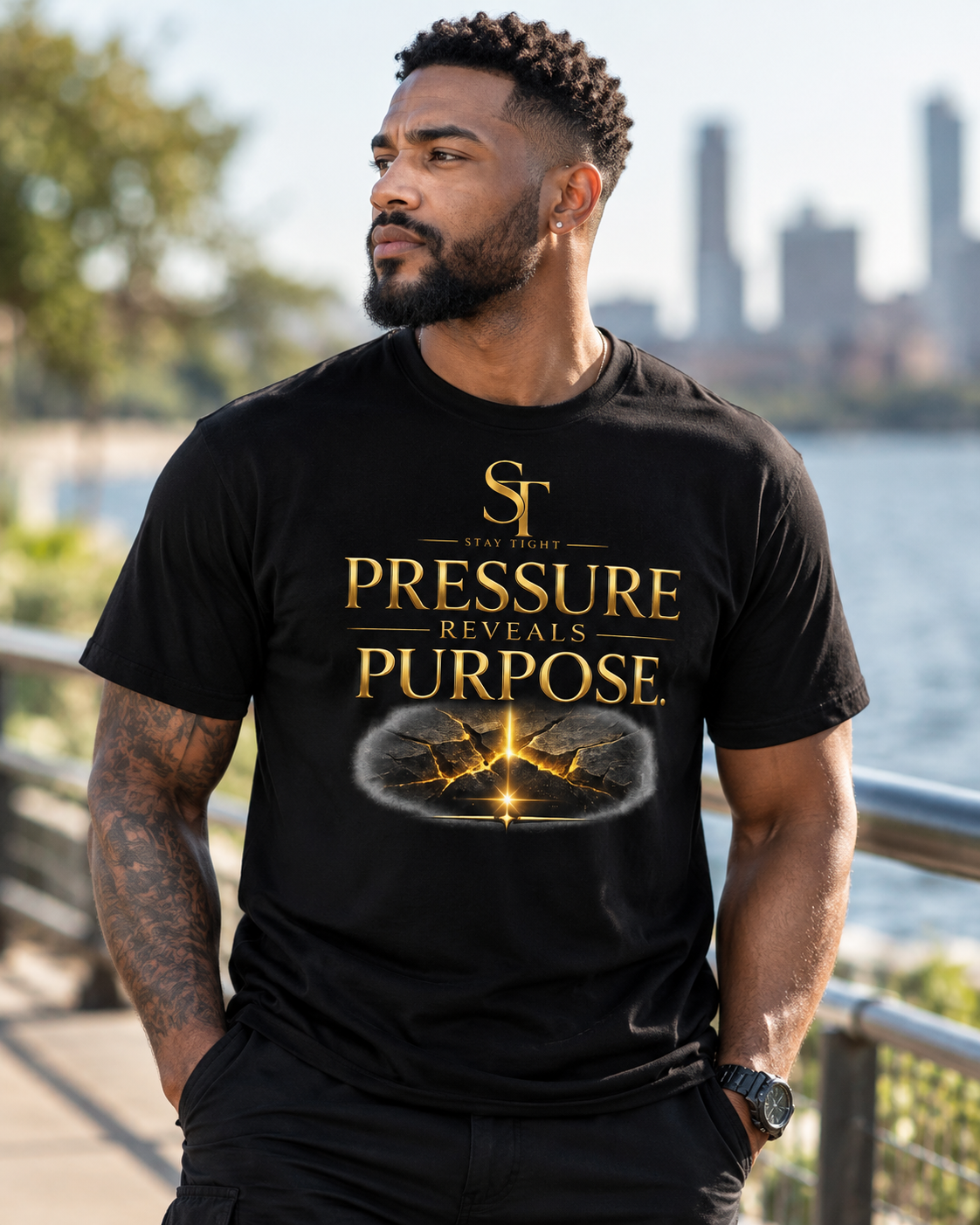 Pressure Reveals Purpose Premium Heavyweight Graphic T-Shirt | Stay Tight