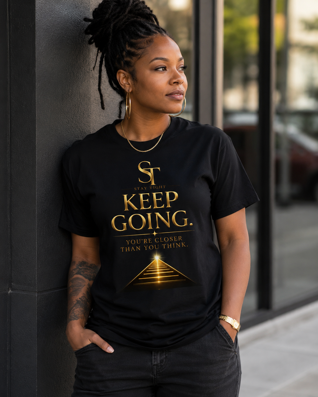 Keep Going. You're Closer Than You Think. Premium Heavyweight Graphic T-Shirt | Stay Tight