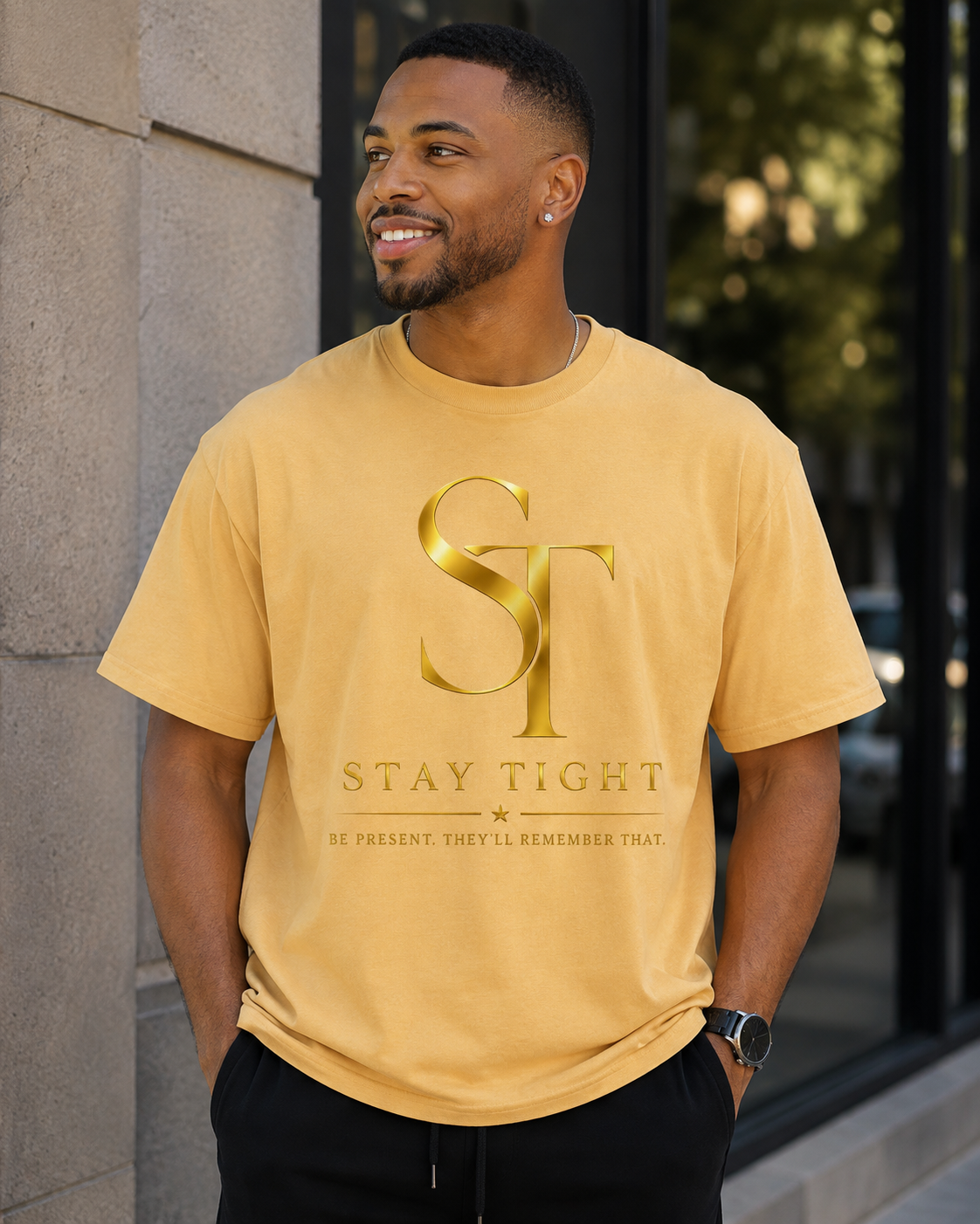 Be Present. They'll Remember That. Premium Heavyweight Graphic T-Shirt | Stay Tight
