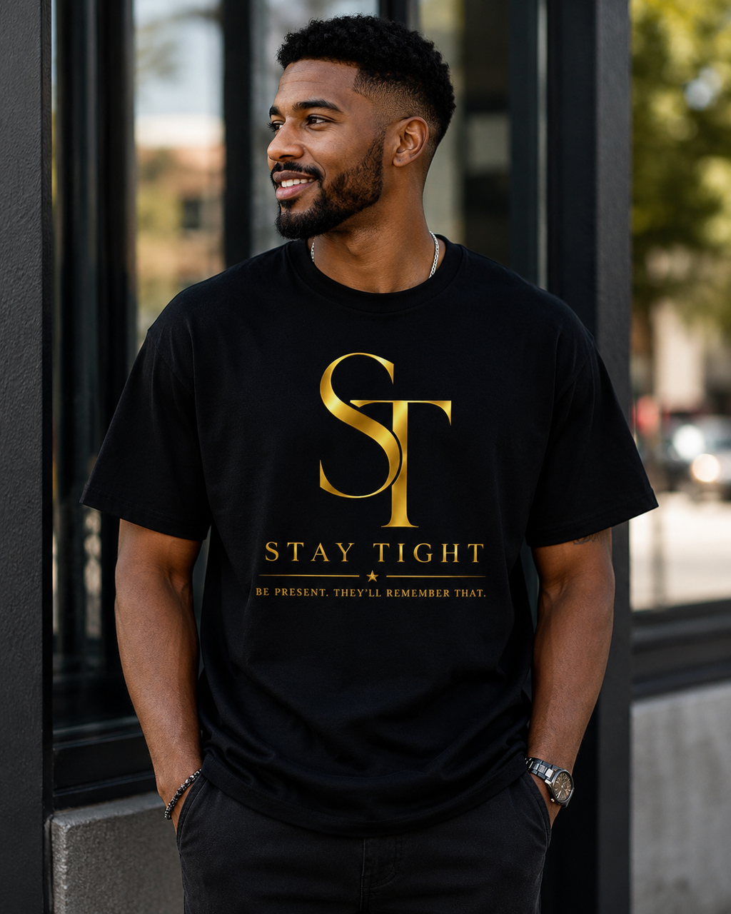 Be Present. They'll Remember That. Premium Heavyweight Graphic T-Shirt | Stay Tight