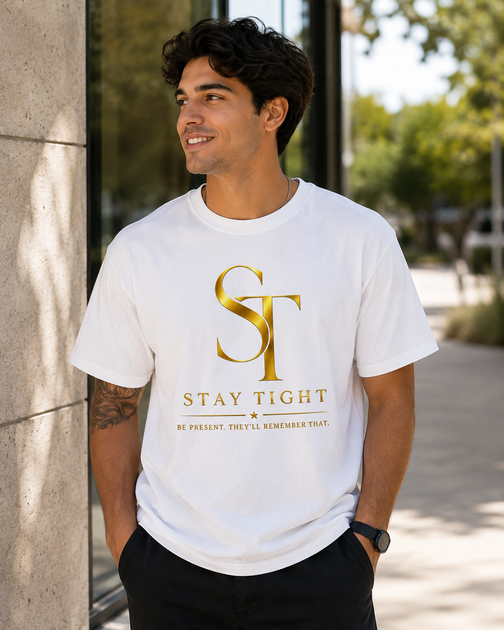 Be Present. They'll Remember That. Premium Heavyweight Graphic T-Shirt | Stay Tight