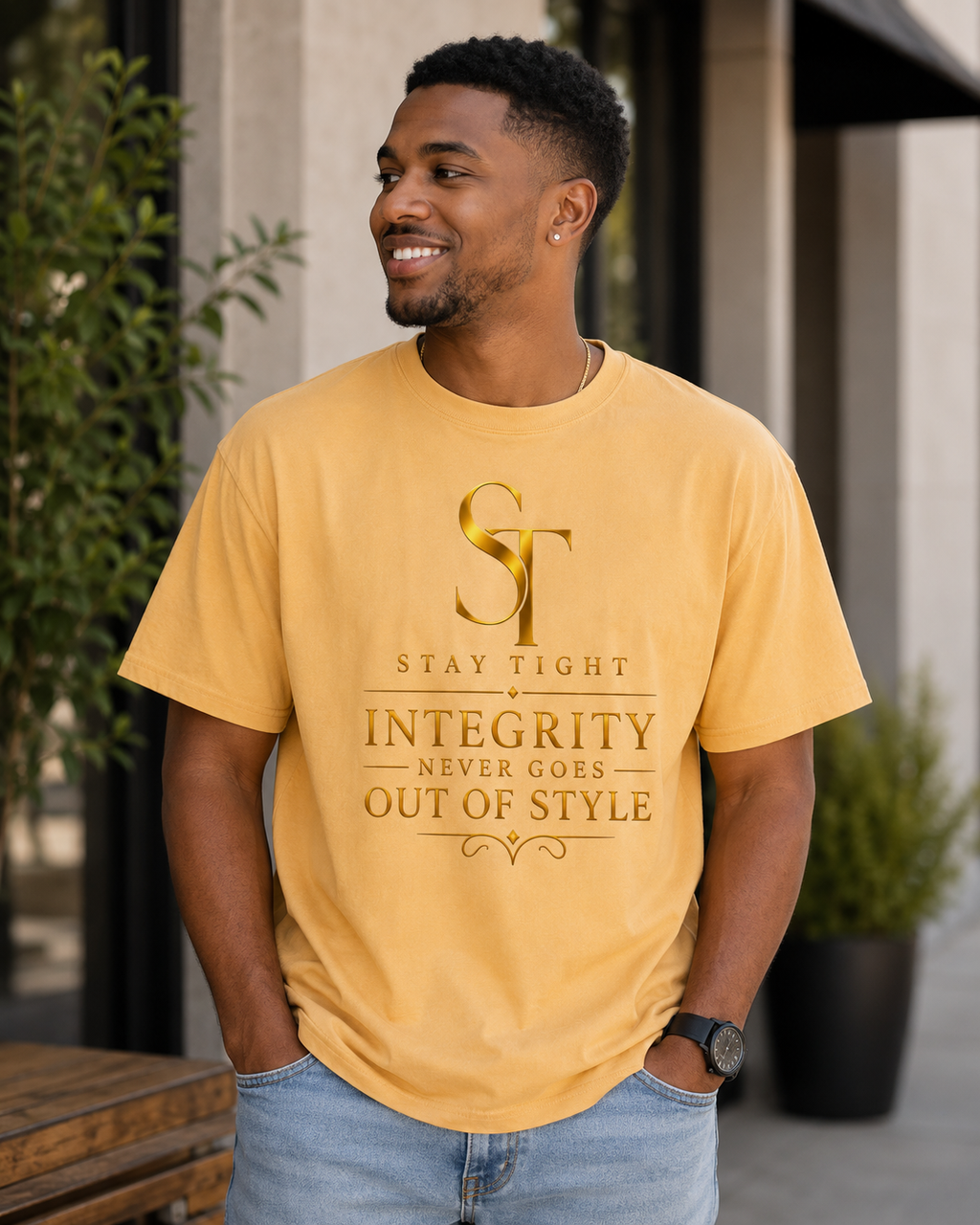Integrity Never Goes Out of Style Premium Heavyweight Motivational Graphic T-Shirt | Stay Tight