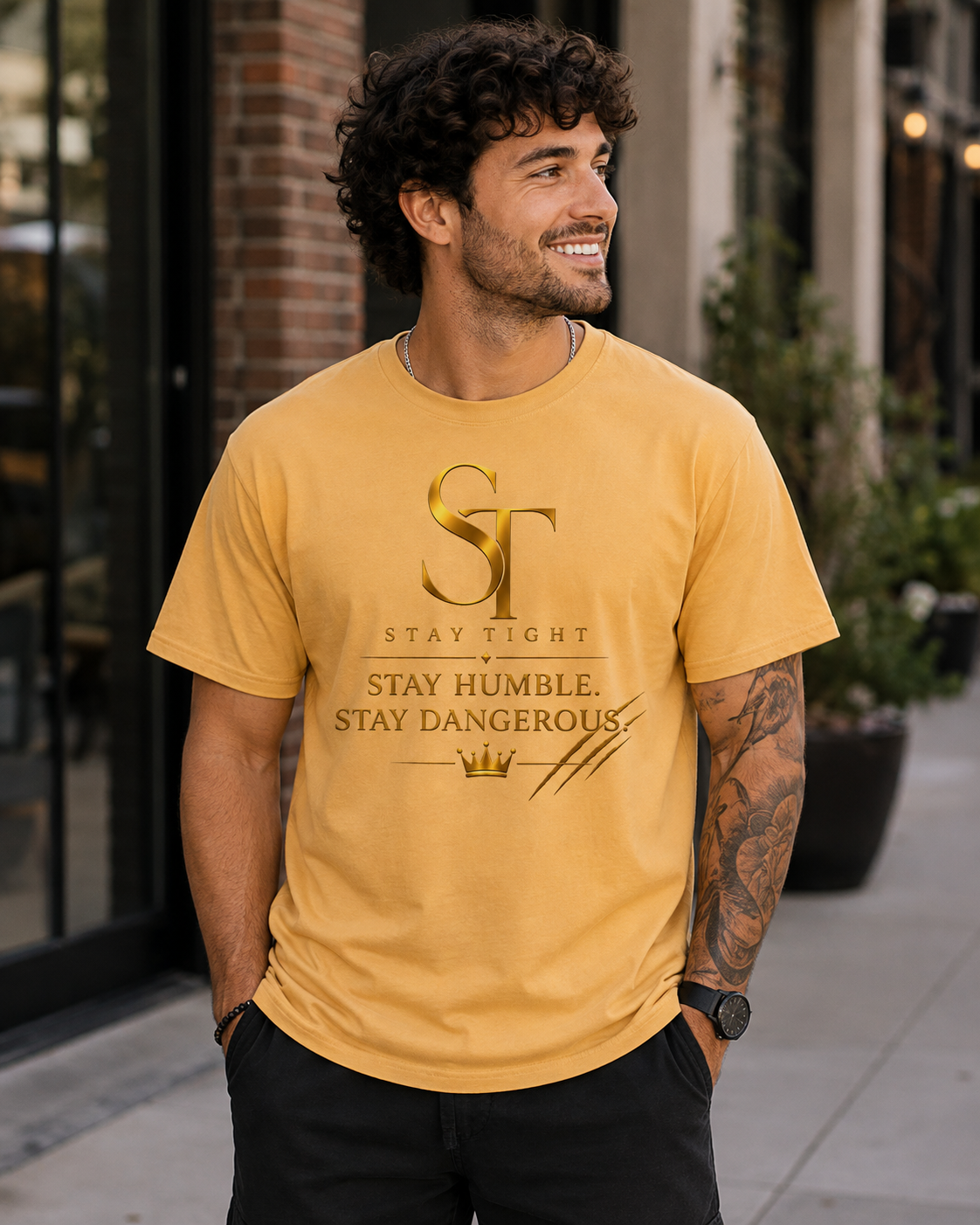 Stay Humble. Stay Dangerous. Premium Heavyweight Motivational Graphic T-Shirt | Stay Tight