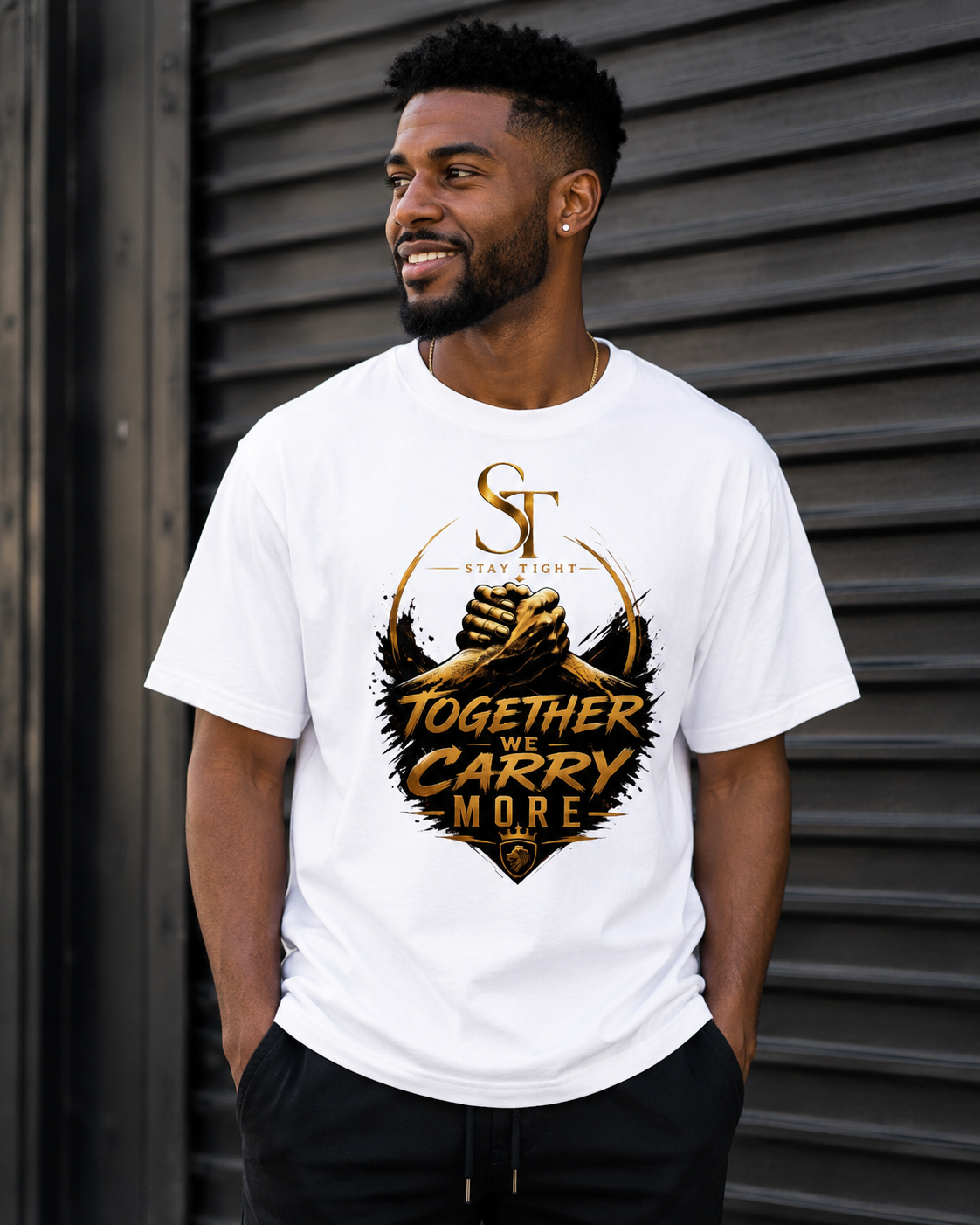 Together We Carry More Premium Heavyweight Brotherhood Graphic T-Shirt | Stay Tight