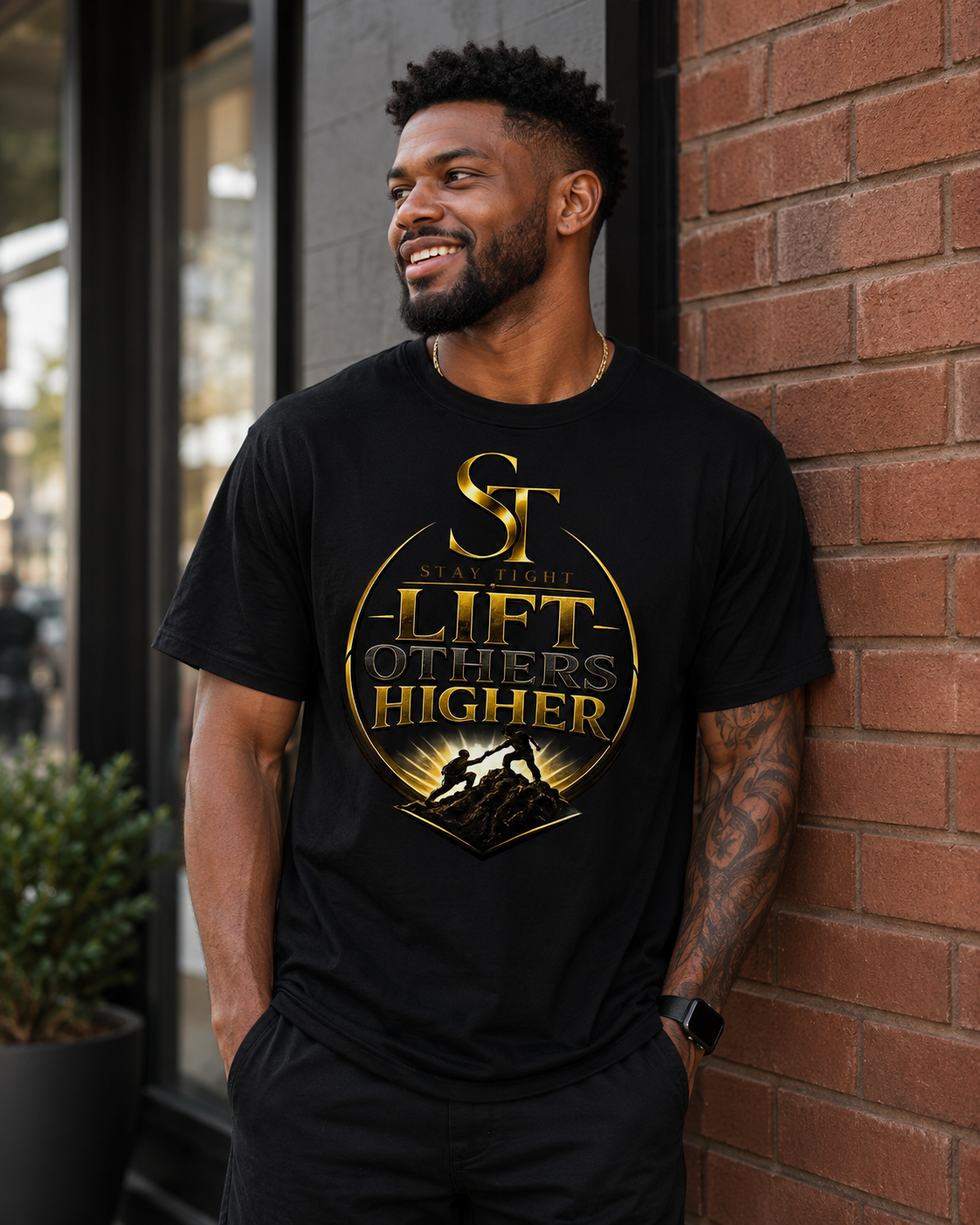 Lift Others Higher Premium Heavyweight Brotherhood Graphic T-Shirt | Stay Tight