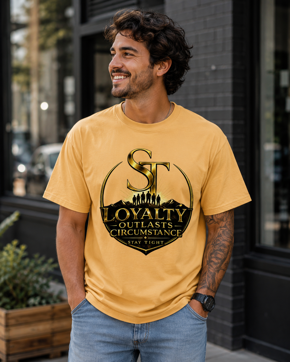Loyalty Outlasts Circumstance Premium Heavyweight Brotherhood Graphic T-Shirt | Stay Tight