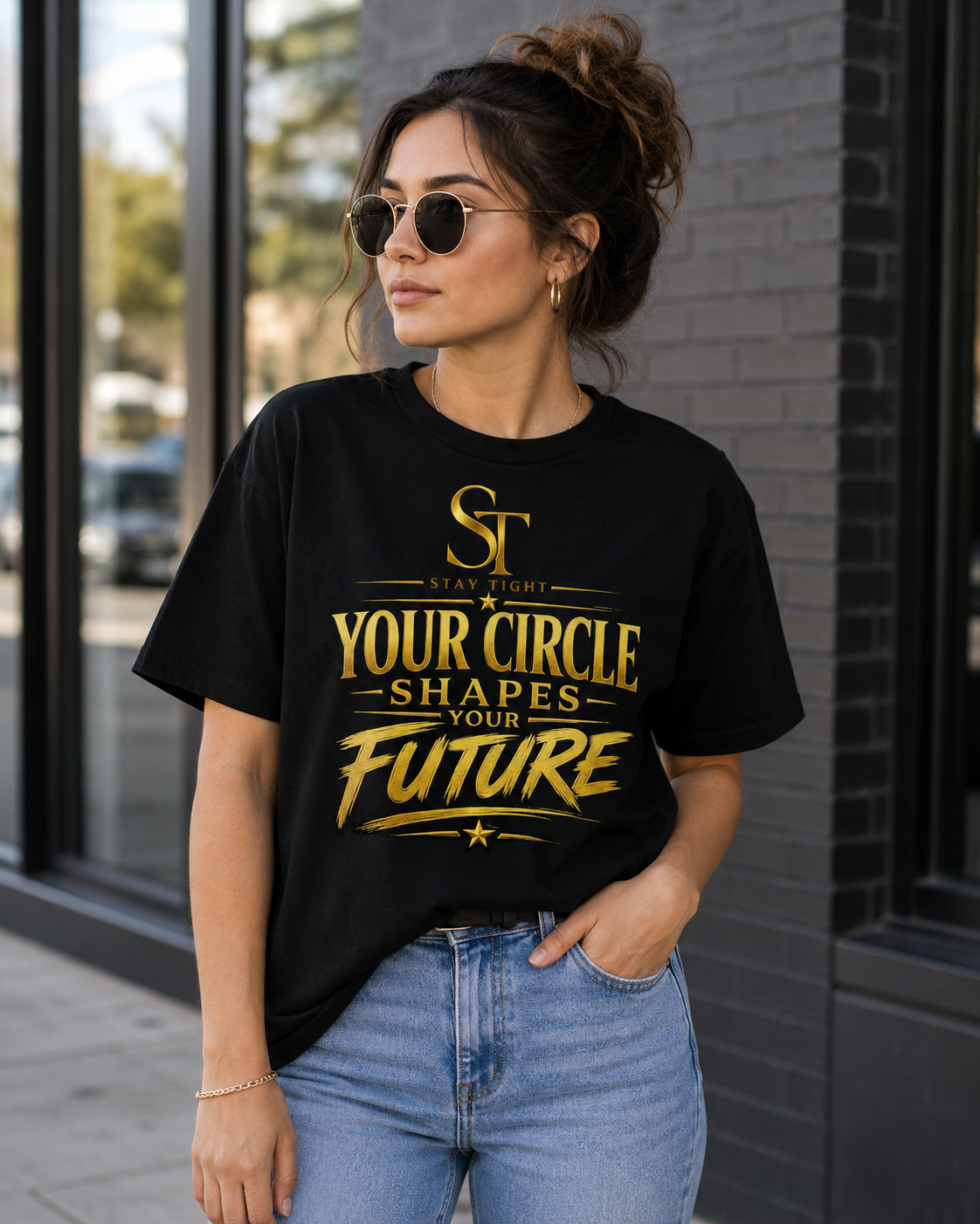 Your Circle Shapes Your Future Premium Heavyweight Motivational Graphic T-Shirt | Stay Tight