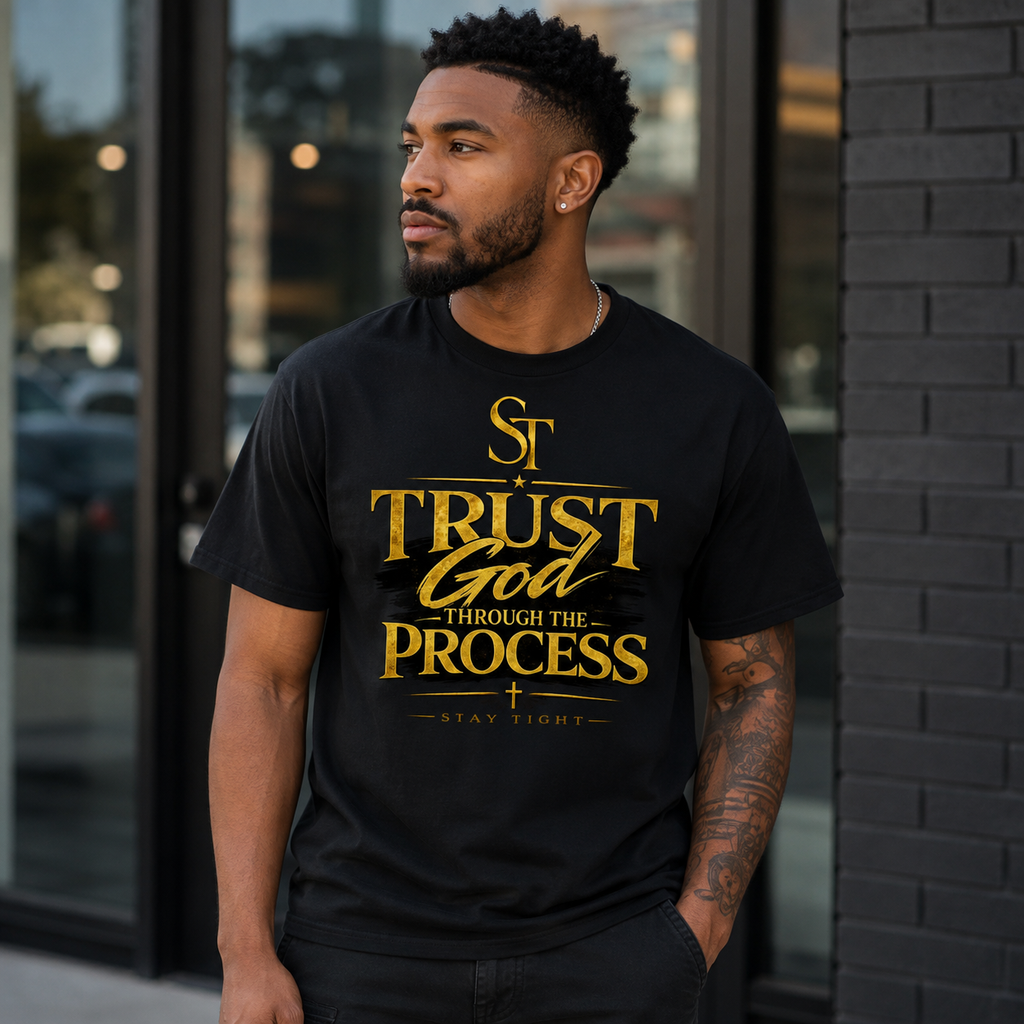 Trust God Through the Process Premium Heavyweight Christian Graphic T-Shirt | Stay Tight