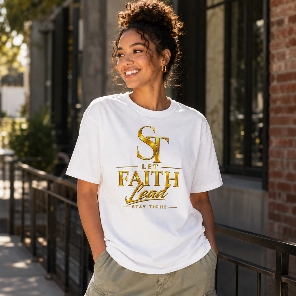 Let Faith Lead Premium Heavyweight Christian Graphic T-Shirt | Stay Tight