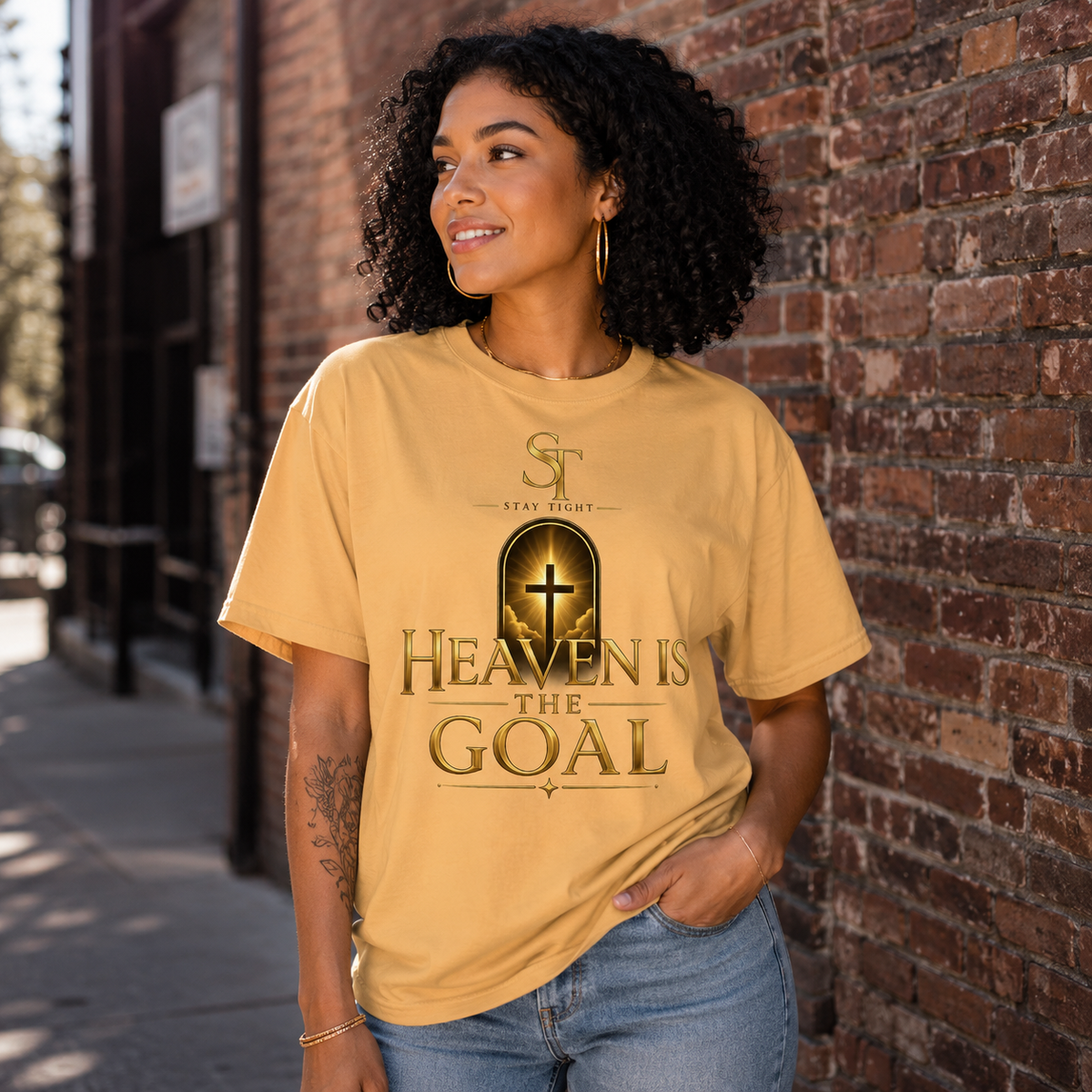 Heaven Is the Goal Premium Heavyweight Christian Graphic T-Shirt | Stay Tight