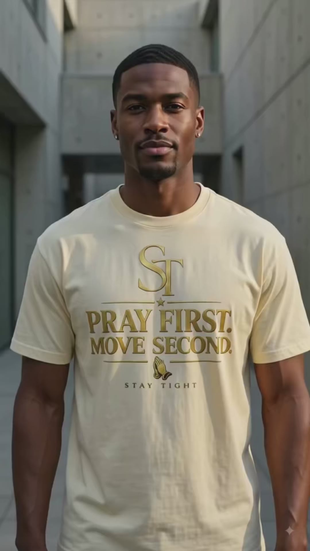 Pray First. Move Second. Premium Heavyweight Christian Graphic T-Shirt | Stay Tight