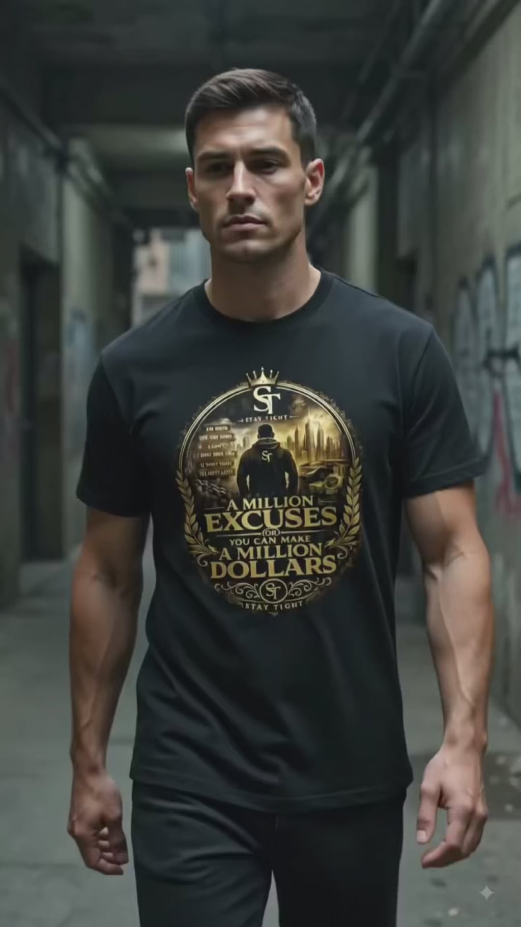 A Million Excuses or A Million Dollars | Entrepreneur Motivation Graphic T-Shirt – Stay Tight