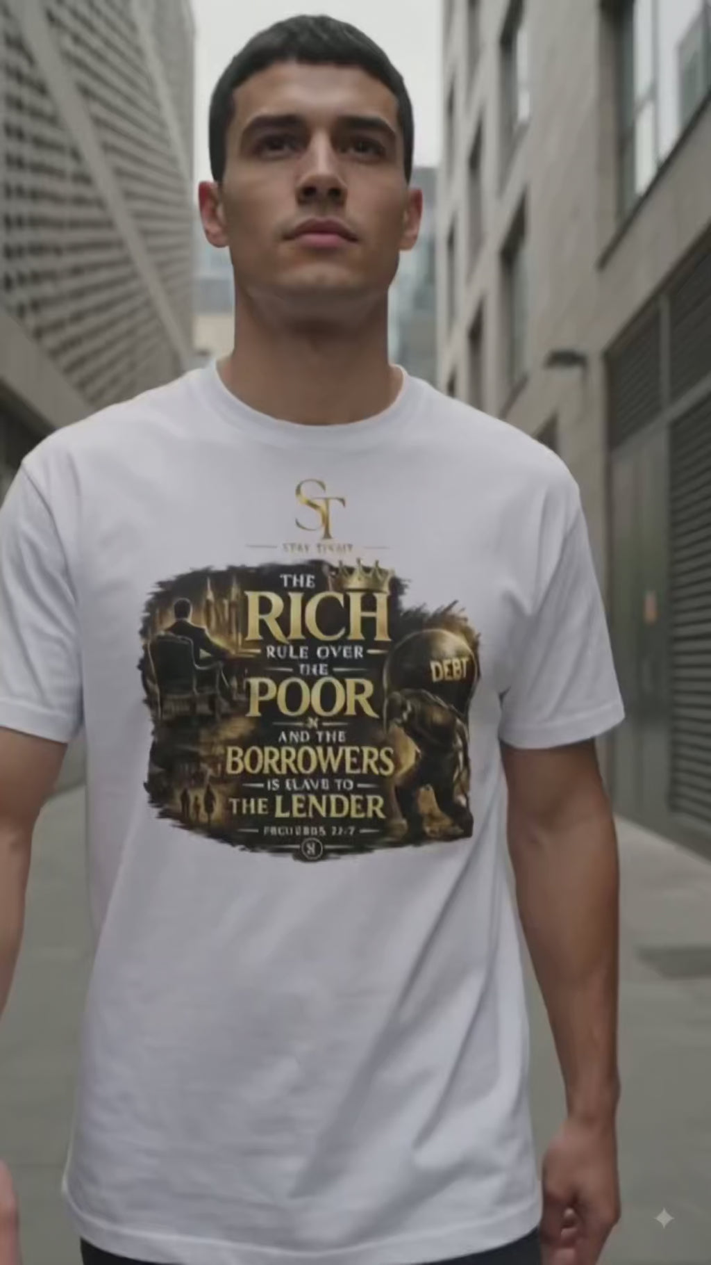 The Rich Rule Over the Poor | Proverbs 22:7 Christian Graphic T-Shirt – Stay Tight