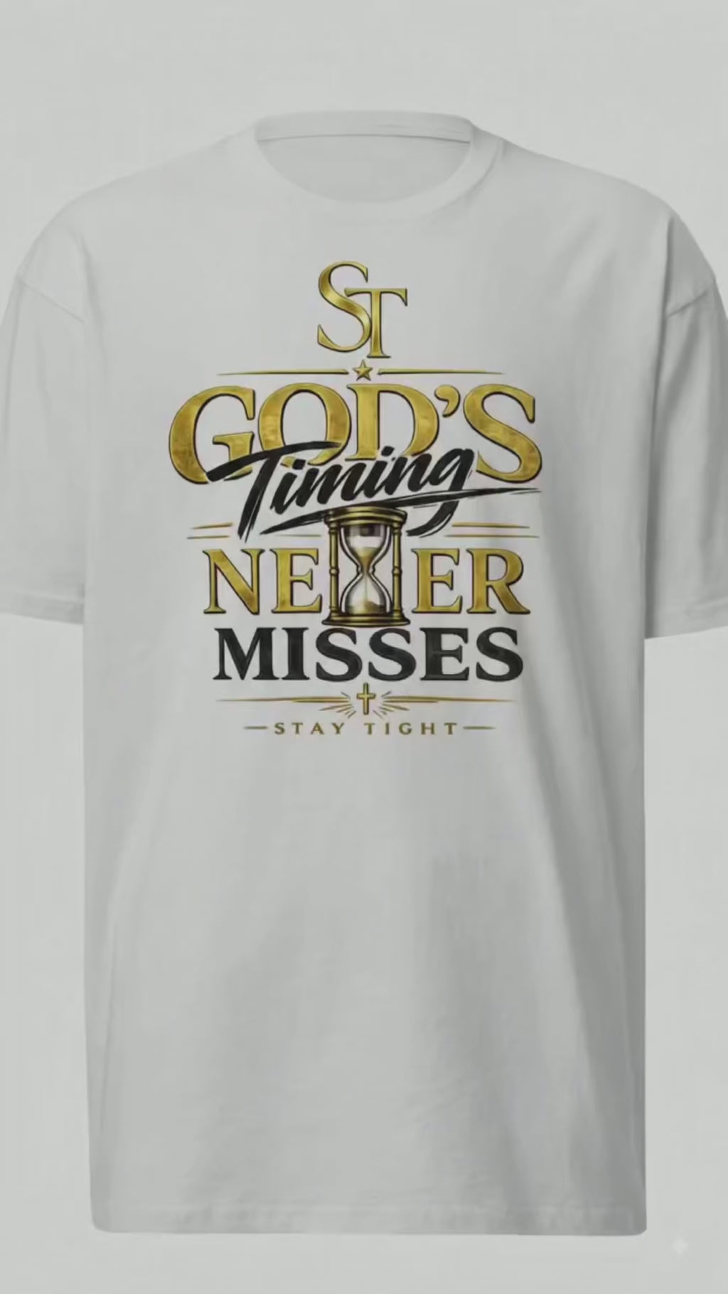 God's Timing Never Misses Premium Heavyweight Christian Graphic T-Shirt | Stay Tight