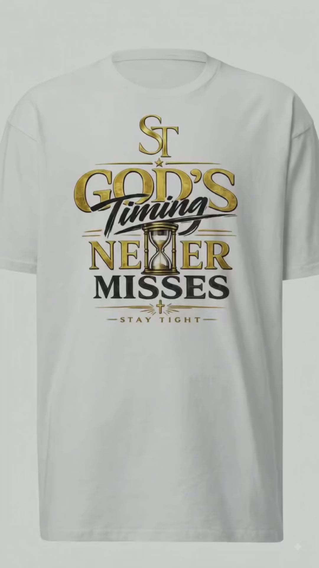 God's Timing Never Misses Premium Heavyweight Christian Graphic T-Shirt | Stay Tight